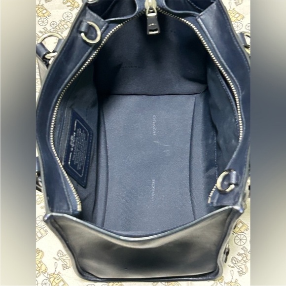 COACH Crosby Mini Flower Appliqués/Rivets/Grommets Calf Leather in Navy Blue - Picture 10 of 13